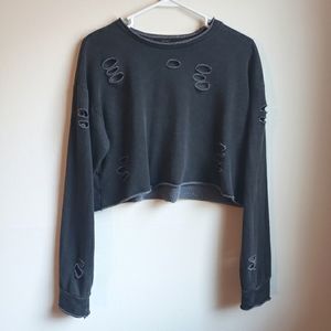 Forever 21 Distressed Cropped Pullover Sweater